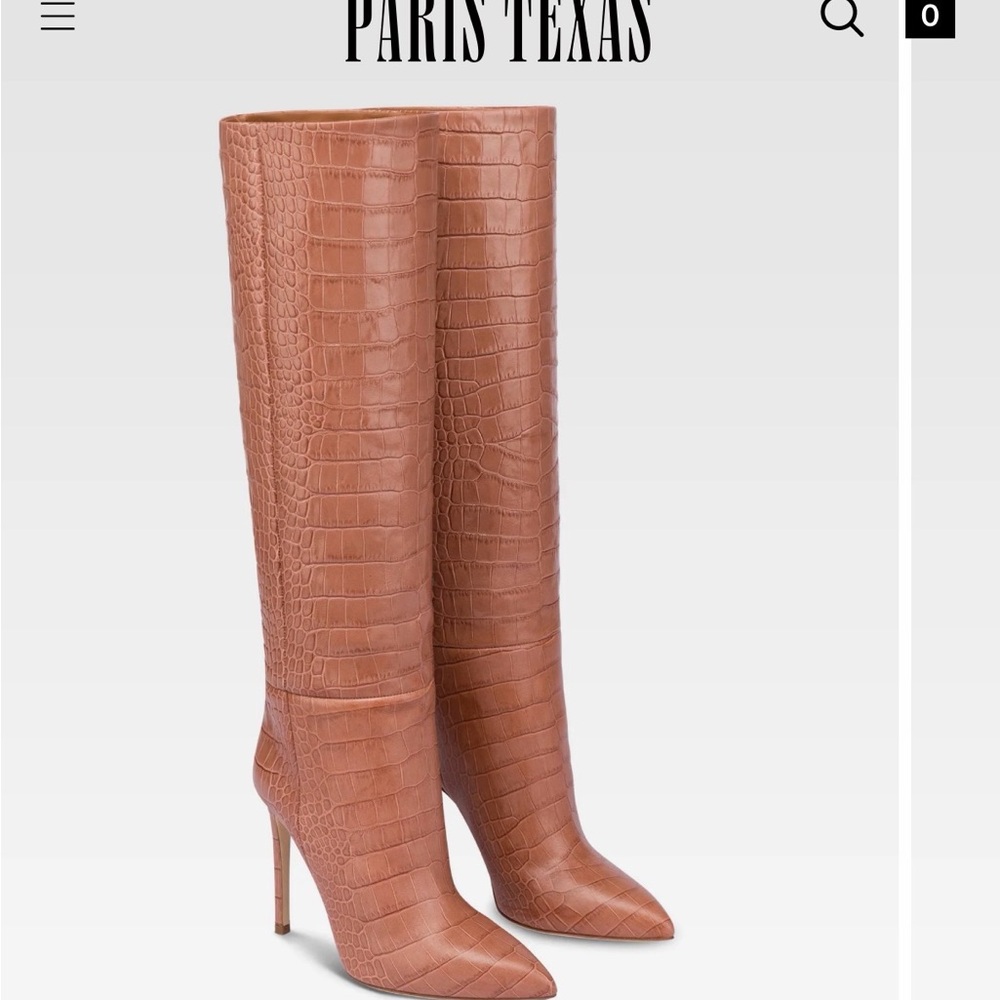 Paris Texas Pink Croc-Embossed Stiletto Heeled Boots